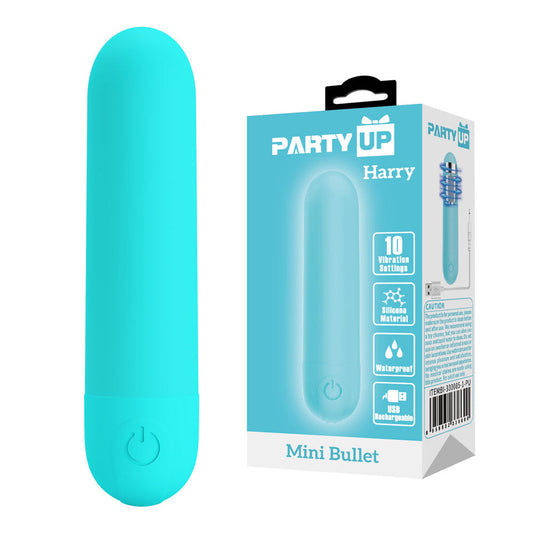 Party Up HARRY Mini Bullet - Teal - Teal 8 cm USB Rechargeable Bullet Party Up