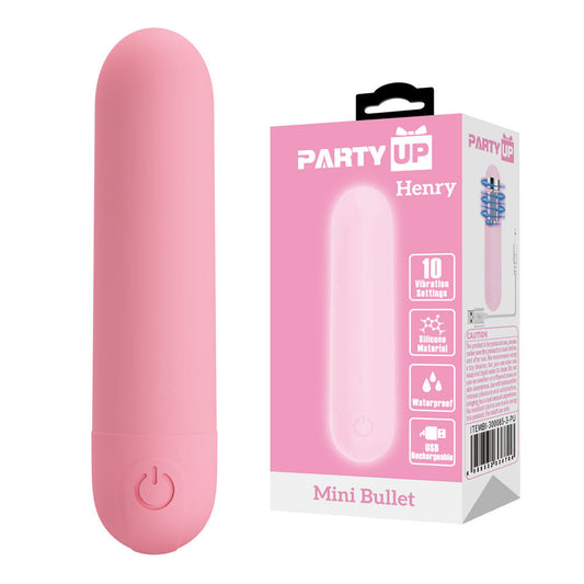 Party Up HENRY Mini Bullet - Pink - Pink 8 cm USB Rechargeable Bullet Pink - Club X