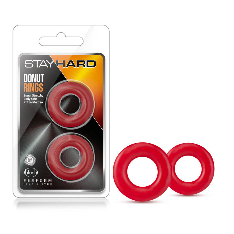 Stay Hard Donut Rings - Red Cock Rings - Set of 2 Blush Novelties