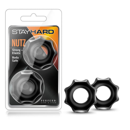 Stay Hard Nutz - Black Cock Rings - Set of 2 Blush Novelties