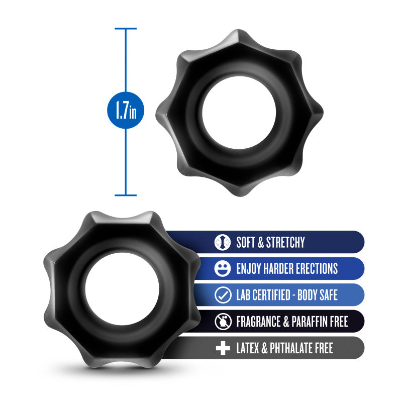 Stay Hard Nutz - Black Cock Rings - Set of 2 Blush Novelties