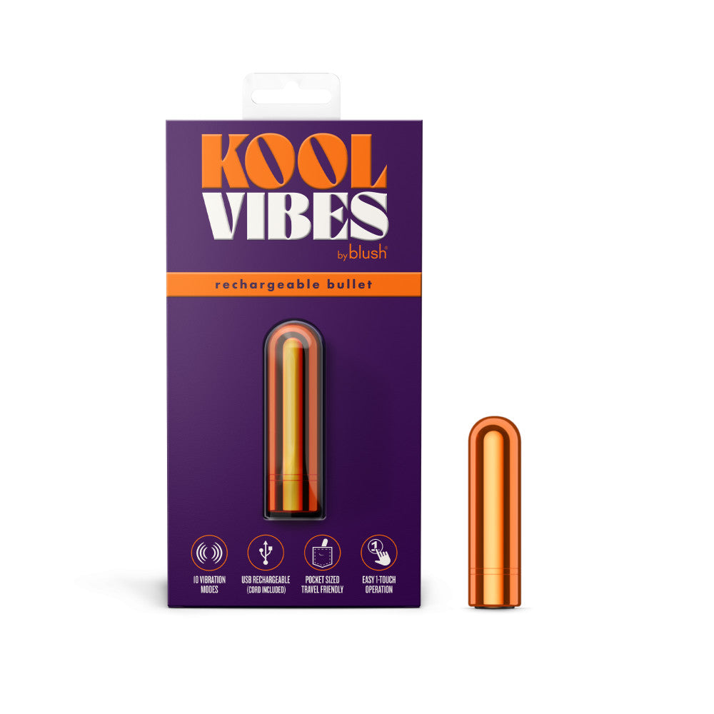Kool Vibes - Rechargeable Mini Bullet - Tangerine - Orange 6.4 cm USB Rechargeable Bullet Blush Novelties