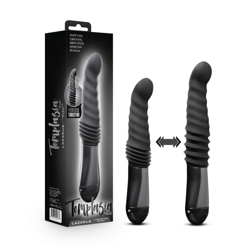 Temptasia Lazarus Thrusting Dildo - Black 25.4 cm USB Rechargeable Thrusting Dildo Blush Novelties
