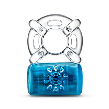 Play With Me Pleaser Rechargeable C-Ring - Blue - Blue Rechargeable Cock Ring Blush Novelties