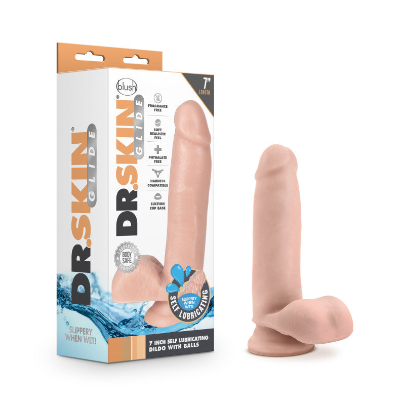 Dr. Skin Glide 7 Inch Self Lubricating Dildo - Flesh 17.8 cm Dong Flesh - Club X