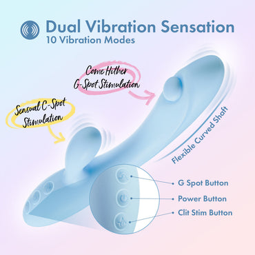 Play With Me - Moondust Magic - Blue 20.3 cm USB Rechargeable Rabbit Vibrator Blush Novelties