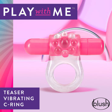 Play With Me Teaser Vibrating C-Ring - Clear/Pink Vibrating Cock Ring Blush Novelties