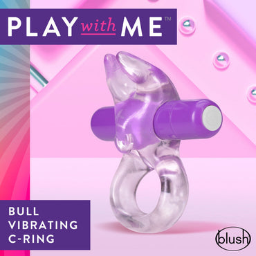 Play With Me Bull Vibrating C-Ring - Clear/Purple Vibrating Cock Ring Blush Novelties