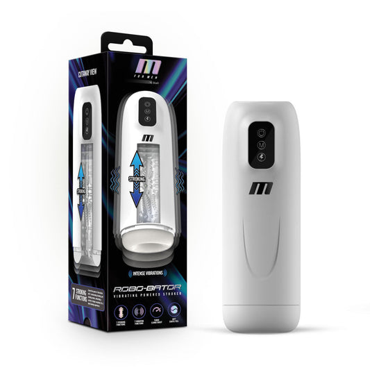 M For Men Robo-Bator - White USB Rechargeable Vibrating Auto Stroker Blush Novelties