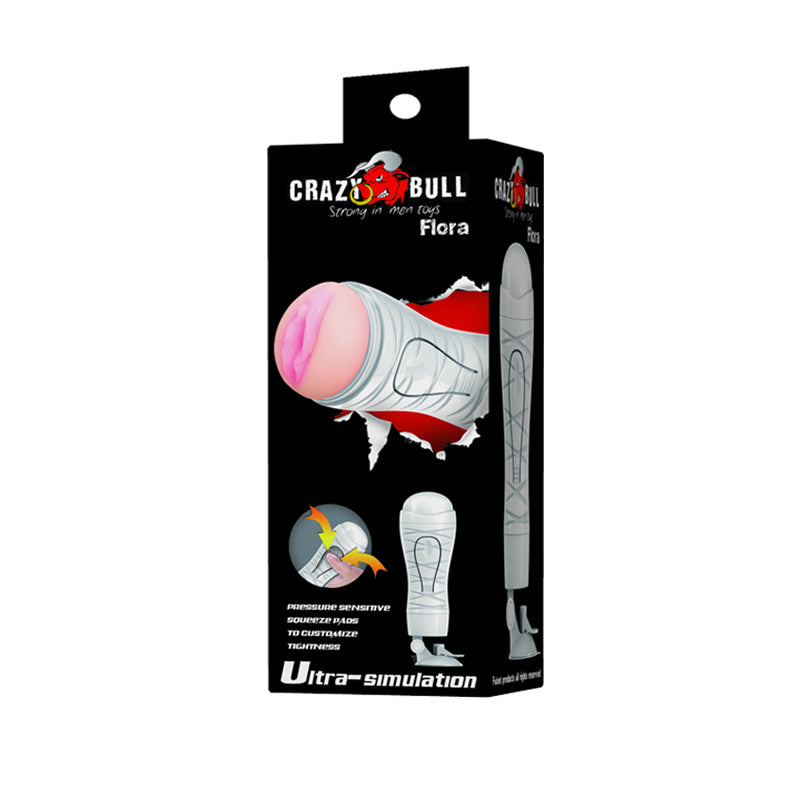 CRAZY BULL Flora Stroker - Flesh Squeezable Vagina Stroker with Suction Base Pretty Love