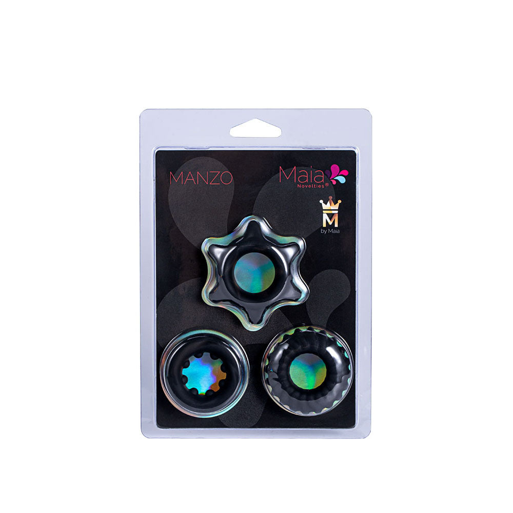 Maia MANZO - Black Silicone Cock Rings - Set of 3 Maia Toys