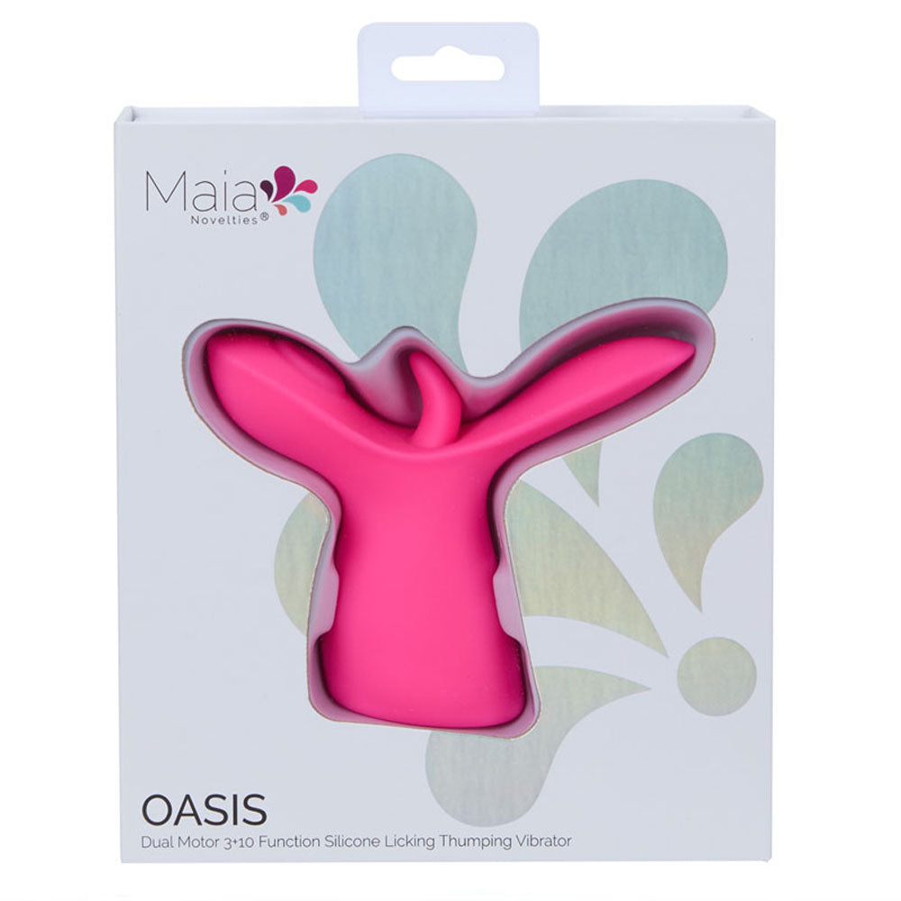 Maia OASIS - Pink - Pink USB Rechargeable Dual Motor Licking & Thumping Stimulator Maia Toys