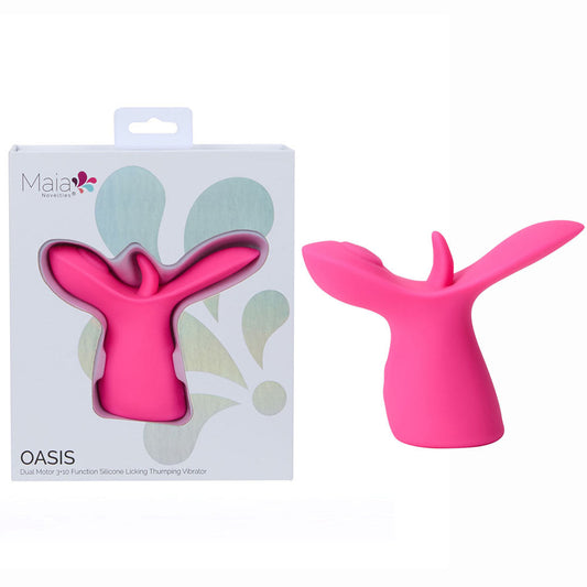 Maia OASIS - Pink - Pink USB Rechargeable Dual Motor Licking & Thumping Stimulator Maia Toys