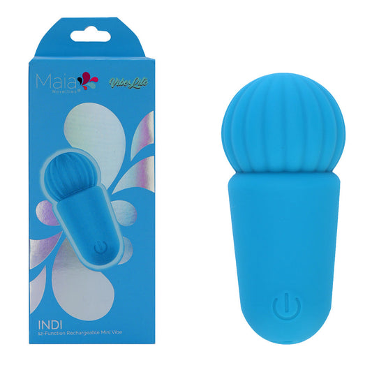 Maia INDI - Blue 7.6 cm USB Rechargeable Mini Vibrating Wand Maia Toys