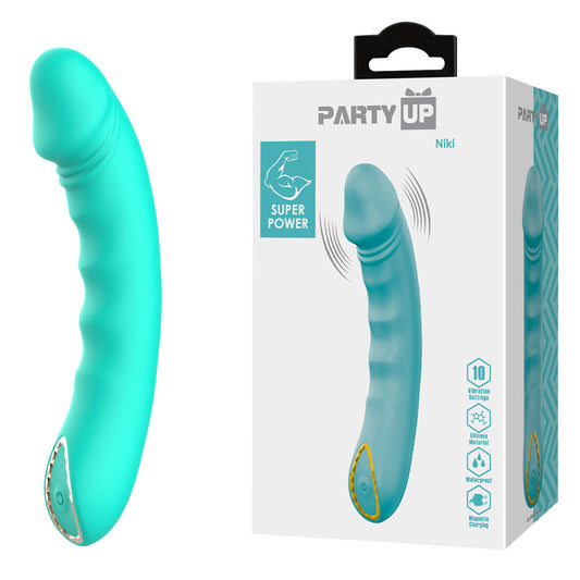 Party Up NIKI - Teal - Teal 15.4 cm USB Rechargeable Vibrator Party Up