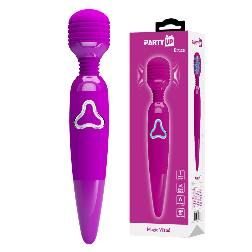 Party Up BRUCE Wand - Pink - Pink 25 cm USB Rechargeable Massage Wand Party Up