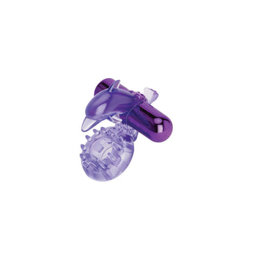 Bodywand Rechargeable Dolphin Ring with Clit Ticklers - Purple USB Rechargeable Vibrating Cock Ring Bodywand