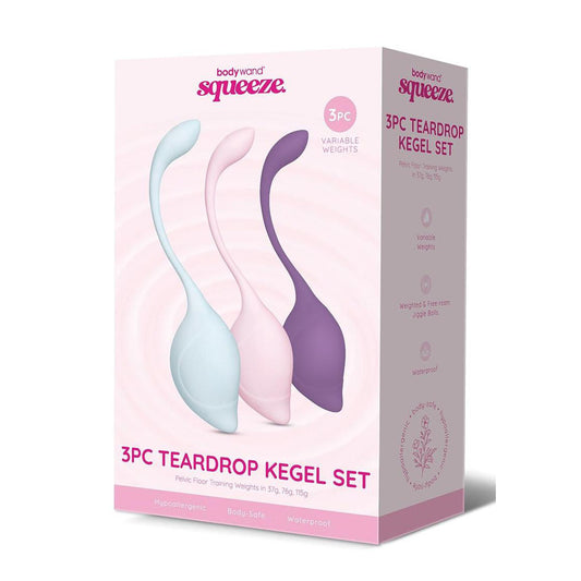 Bodywand Squeeze 3pc Teardrop Kegel Set - Weighted Kegel Set - 3 Piece Kit Coloured - Club X