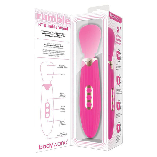 Bodywand RUMBLE WAND 8 Inch - Hot Pink 20.3 cm USB Rechargeable Massage Wand Bodywand