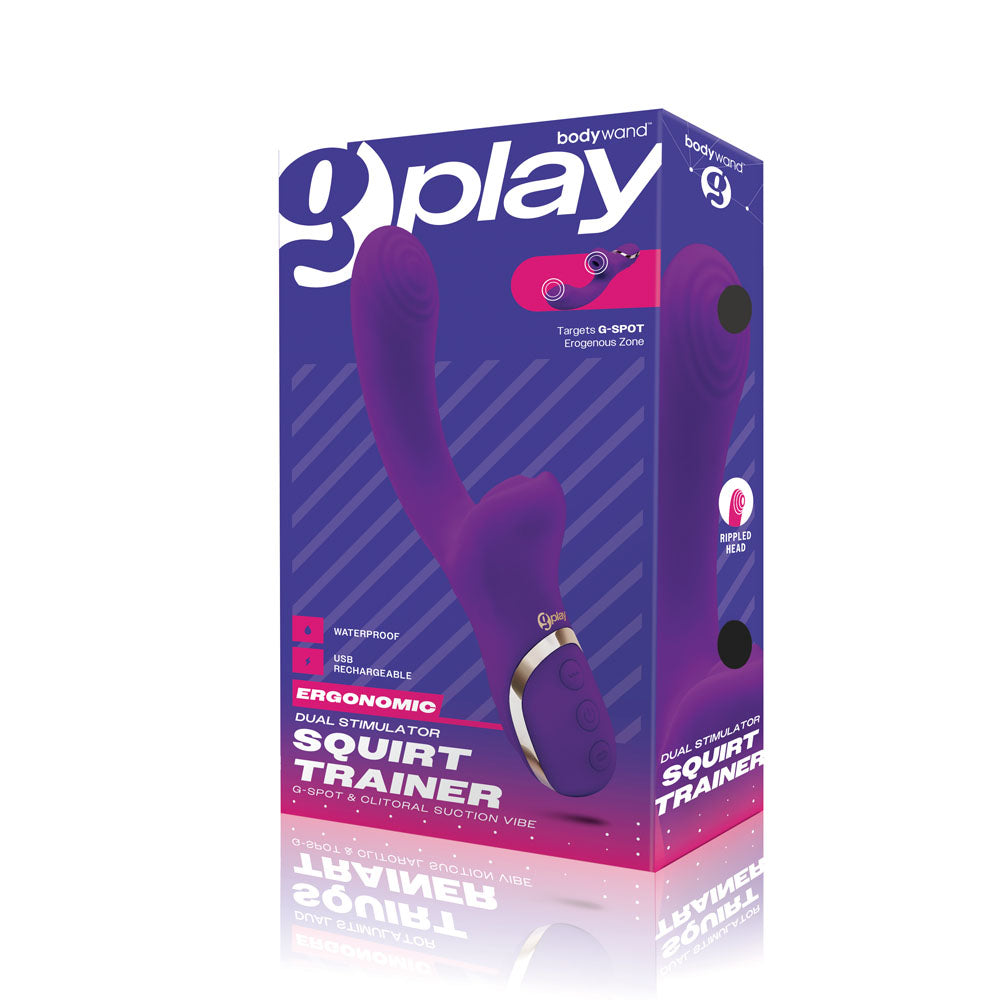 Bodywand G-Play Dual Stimulator Squirt Trainer - Purple 22 cm USB Rechargeable Rabbit Vibrator with Air Pulsation Bodywand