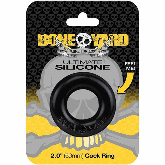 Boneyard Ultimate Silicone Ring Black - Black 50mm Cock Ring Boneyard