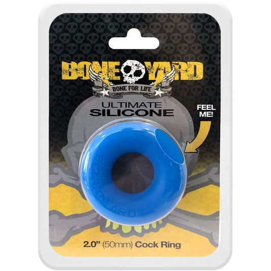 Boneyard Ultimate Silicone Cock Ring Blue - Blue 50mm Cock Ring Boneyard