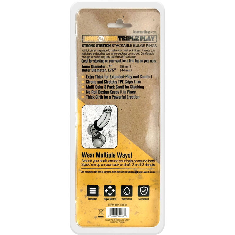 Boneyard Triple Play Cock Rings - 3 Pack C1 Releasing