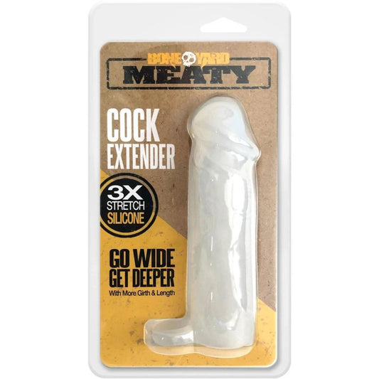 Boneyard Meaty Cock Extender - Clear - Clear Penis Extender Sleeve Clear - Club X