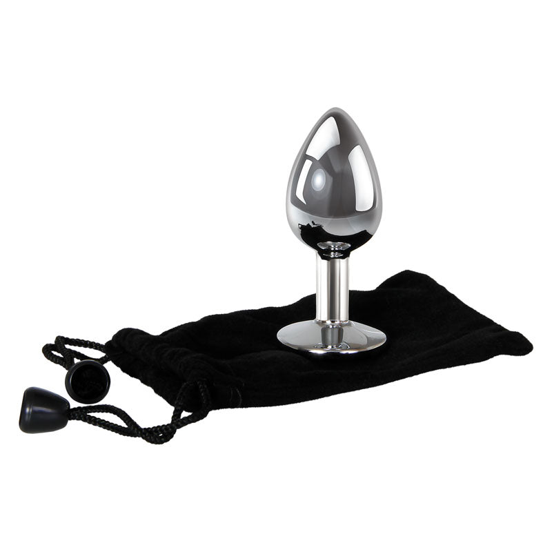 Adam & Eve Clear Gem Anal Plug - Small - Metallic 7.1 cm Small Butt Plug with Clear Gem Base Adam & Eve