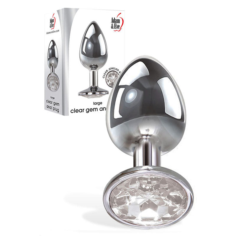 Adam & Eve Clear Gem Metal Butt Plug Large jewel base - ClubX Australia