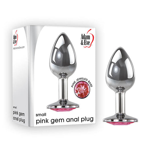 Adam & Eve Pink Gem Anal Plug - Small - Silver Small 7.1 cm Metal Butt Plug with Pink Gem Adam & Eve