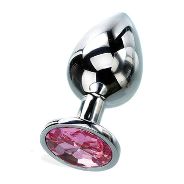 Adam & Eve Pink Gem Anal Plug - Medium - Silver Medium 8.2 cm Metal Butt Plug with Pink Gem Adam & Eve