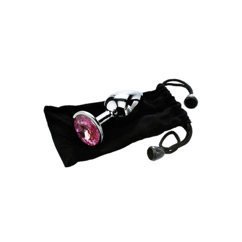 Adam & Eve Pink Gem Anal Plug - Medium - Silver Medium 8.2 cm Metal Butt Plug with Pink Gem Adam & Eve