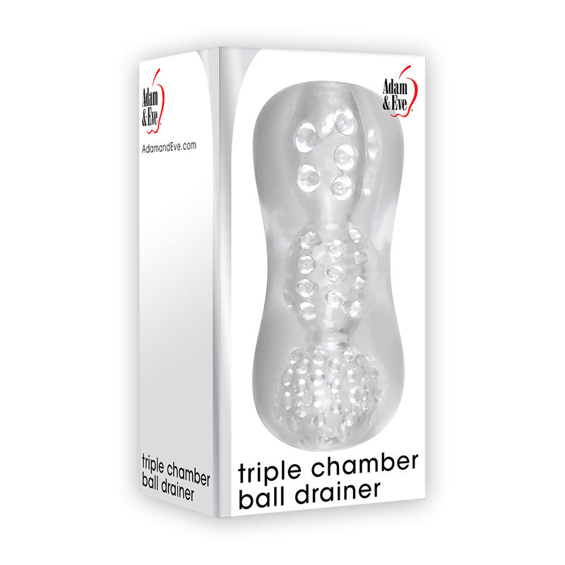 Adam & Eve Triple Chamber Ball Drainer - Clear Masturbator Sleeve Adam & Eve