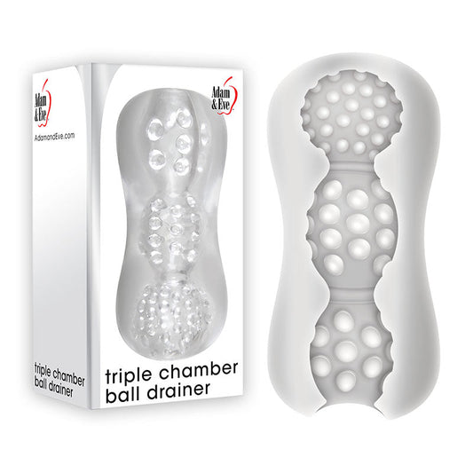 Adam & Eve Triple Chamber Ball Drainer - Clear Masturbator Sleeve Adam & Eve