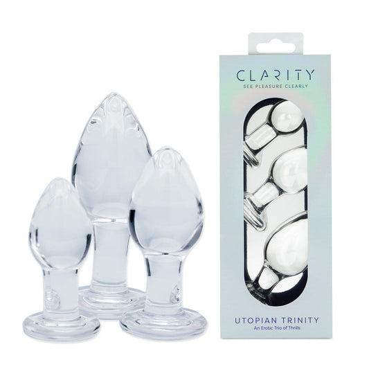Clarity - Utopian Trinity - Clear Glass Butt Plugs - Set of 3 Sizes Creative Conceptions