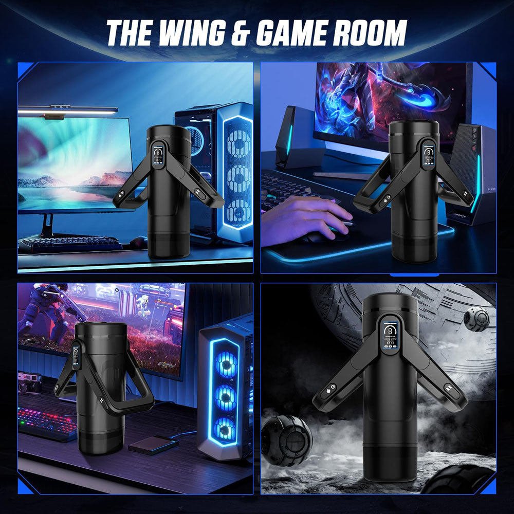CyberSkin The Wing - Black USB Rechargeable Thrusting & Massaging Auto Masturbator with Heater CyberSkin