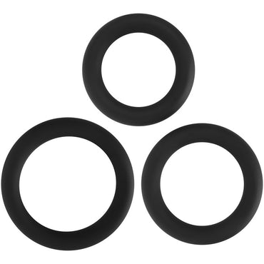 Adam & Eve Silicone Penis Ring Set - Black Cock Rings - Set of 3 Sizes Adam & Eve