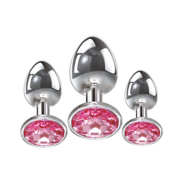 Adam & Eve Pink Gem Anal Plug Set - Metallic Butt Plugs with Gems - Set of 3 Sizes Adam & Eve