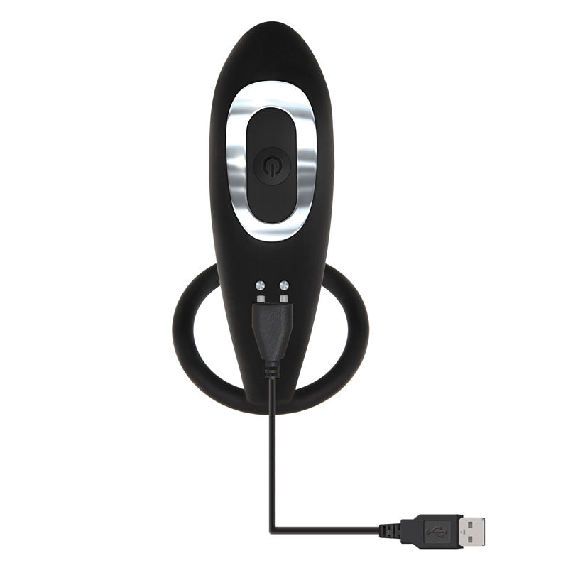 Adam & Eve Adam's Rechargeable Prostate Pleaser & C-Ring - Black USB Rechargeable Anal Plug with Cock Ring Adam & Eve