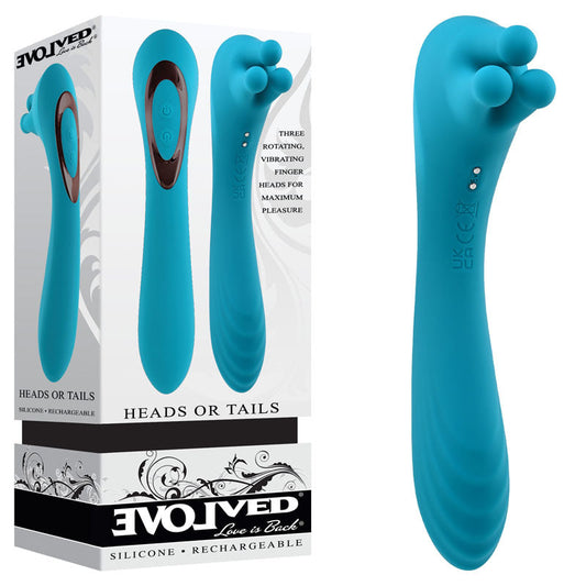 Evolved HEADS OR TAILS - Blue 19.3 cm USB Rechargeable Dual Ended Massager Evolved