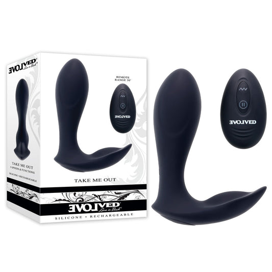 Evolved TAKE ME OUT - Black USB Rechargeable Wearable Vibrator with Remote Control Evolved