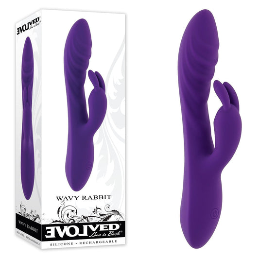 Evolved WAVY RABBIT - Purple 20.6 cm USB Rechargeable Rabbit Vibrator Evolved
