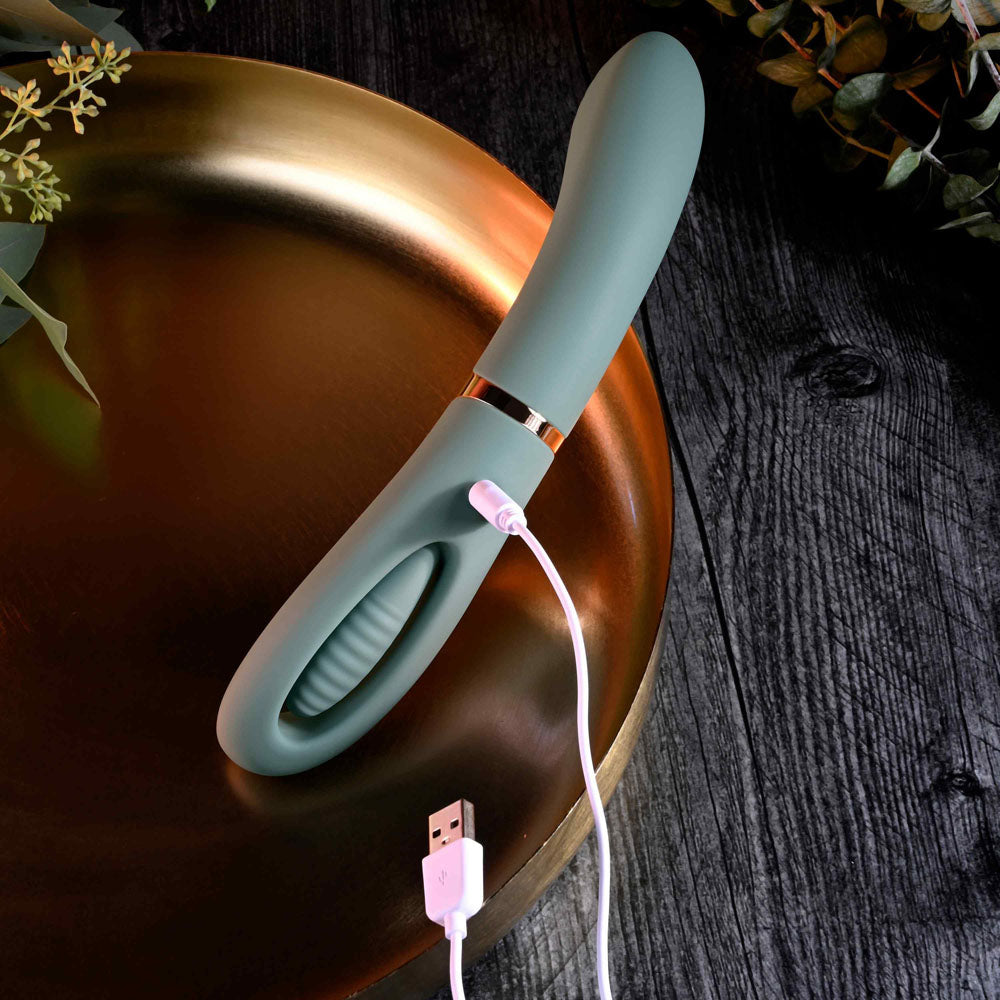 Evolved CHICK FLICK - Olive Green 24 cm USB Rechargeable Vibrator with Flicking Tip Evolved