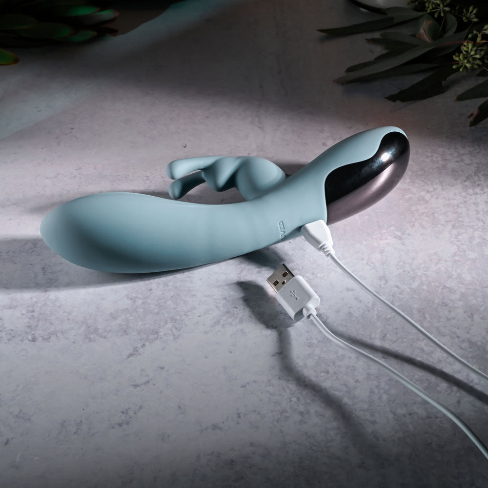 Evolved BOSS BUNNY - Baby Blue 20.1 cm USB Rechargeable Rabbit Vibrator Evolved