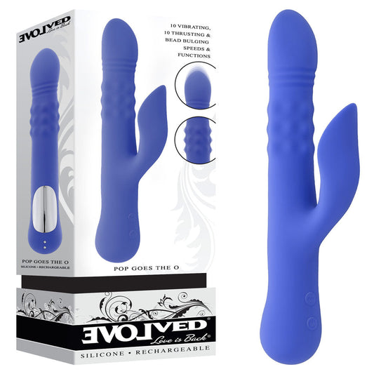 Evolved POP GOES THE O - Purple 24.7 cm USB Rechargeable Thrusting & Bulging Rabbit Vibrator Evolved