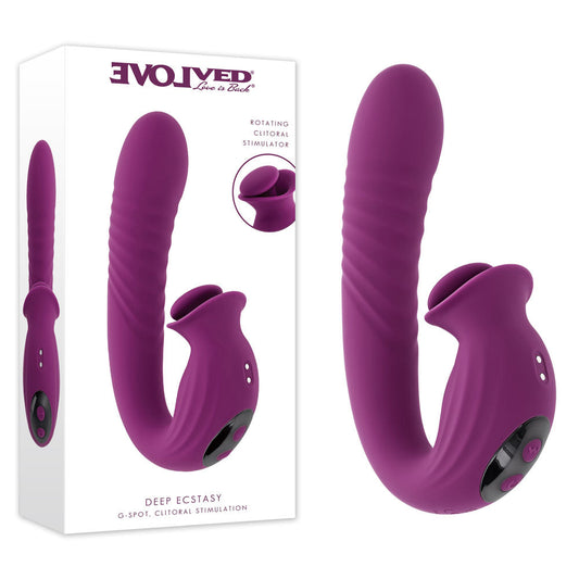 Evolved DEEP ECSTASY - Purple 16.5 cm USB Rechargeable Thrusting and Tapping Vibrator Evolved