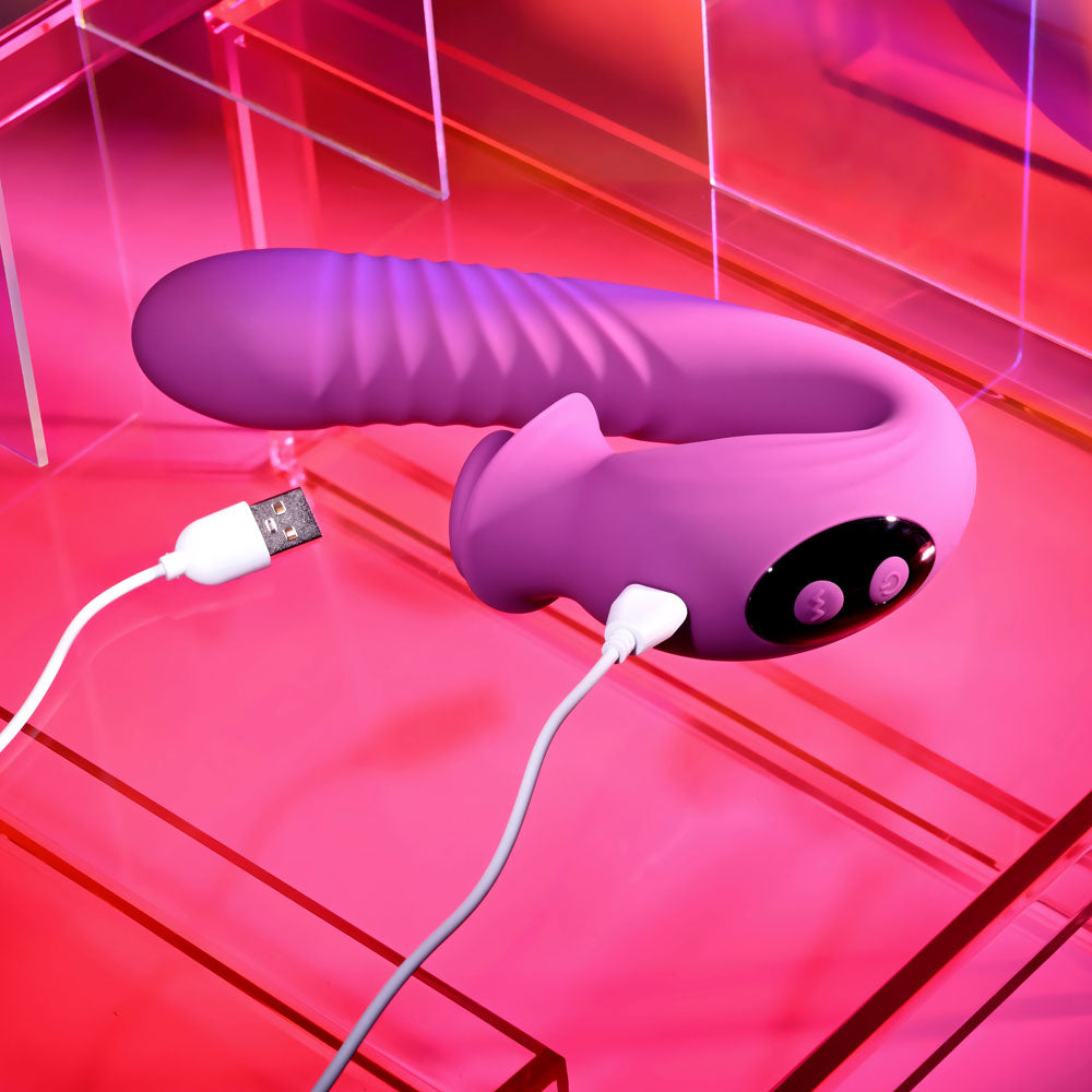 Evolved DEEP ECSTASY - Purple 16.5 cm USB Rechargeable Thrusting and Tapping Vibrator Evolved