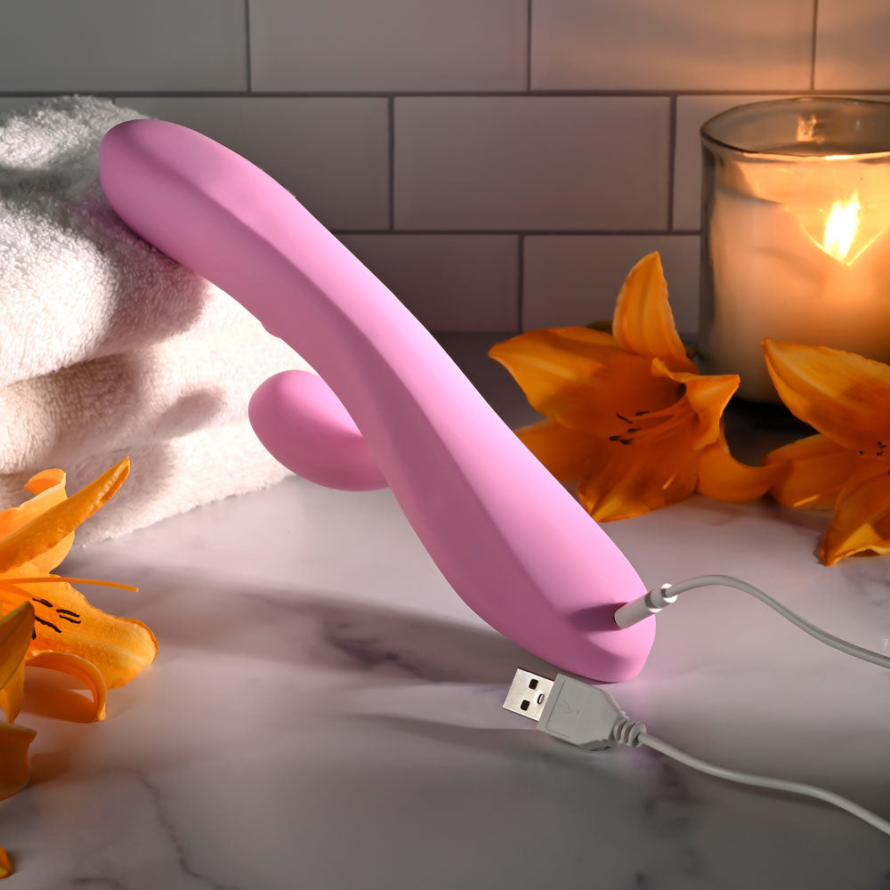 Evolved PUSH THE BUTTON - Pink 23.5 cm USB Rechargeable Rabbit Vibrator with G-Spot Bud Evolved