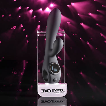 Evolved BLACK MAGIC - Black 20 cm USB Rechargeable Rabbit Vibrator with LED Screen Evolved